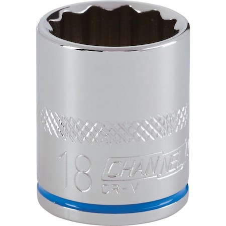 Channellock 3/8 In. Drive 18 mm 12-Point Shallow Metric Socket 347027